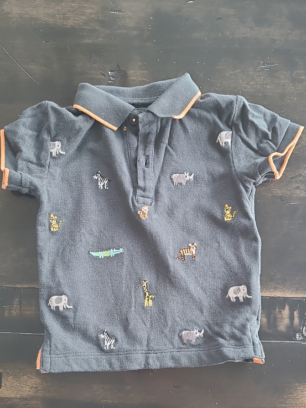 Next Kids Grey Animal Embroidered Polo Shirt 18m
